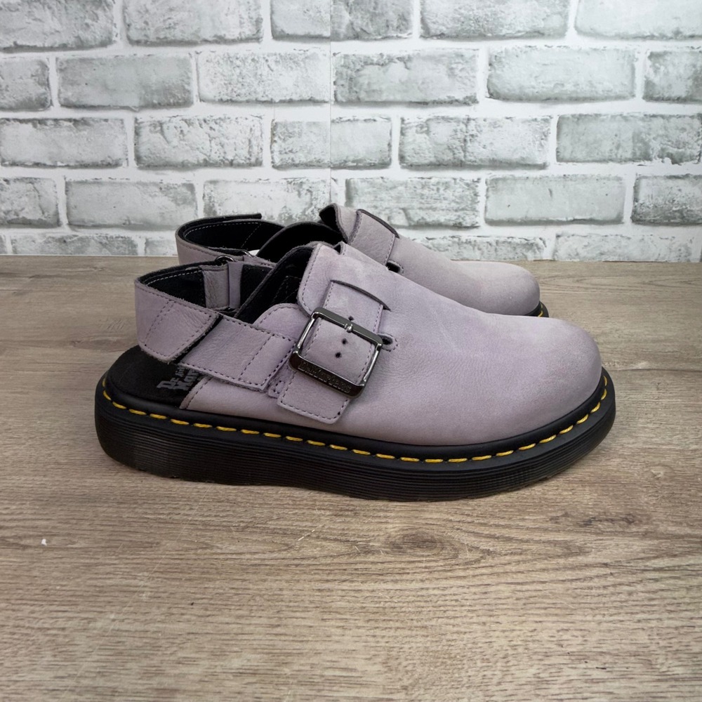 Dr. Martens Jorge II Slingback Mules Leather Buckle Lavender Grey Womens 8 - Picture 1 of 7